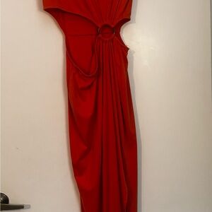 Orange Cut-Out Evening Dress | Size Small | NWOT | Elegant Statement Dress